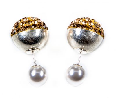 11089 double Dots Silver Gold Crystal