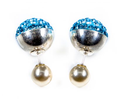 11093 Double Dots Silver Light Blue Crystal