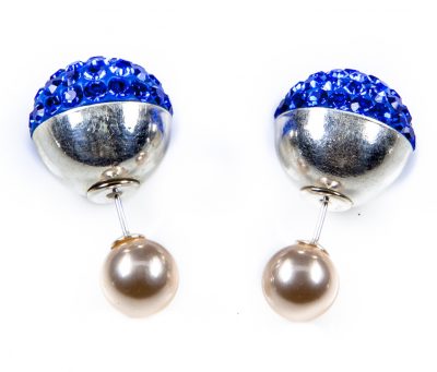 11094 Double Dots Silver Blue Crystal