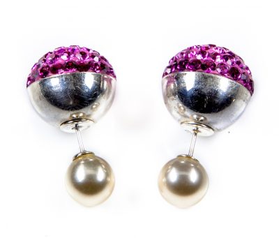 11096 Double Dots Silver Purple Crystal