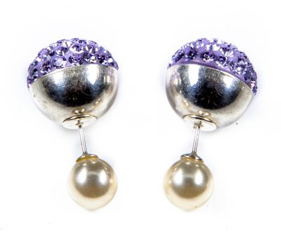 11097 Double Dots Silver Lila Crystal